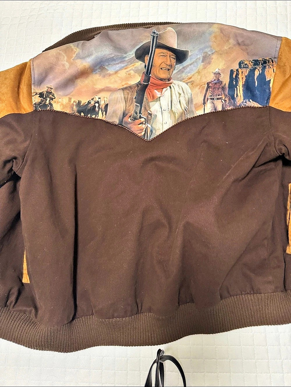 Bradford Exchange John Wayne Dukes Jacket Brown & Yellow Bomber XL